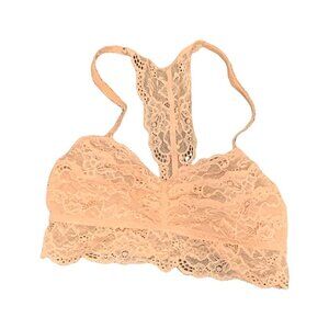 Victoria's Secret PINK Stretch Lace Racerback Bralette Sexy Sz M Peach 212i